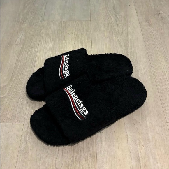 Balenciaga Furry Shearling Slide Sandals Slippers - Picture 2 of 5